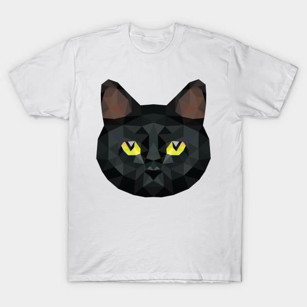 Low Poly Black Cat | Low Poly Art T-Shirt by BKDesigns